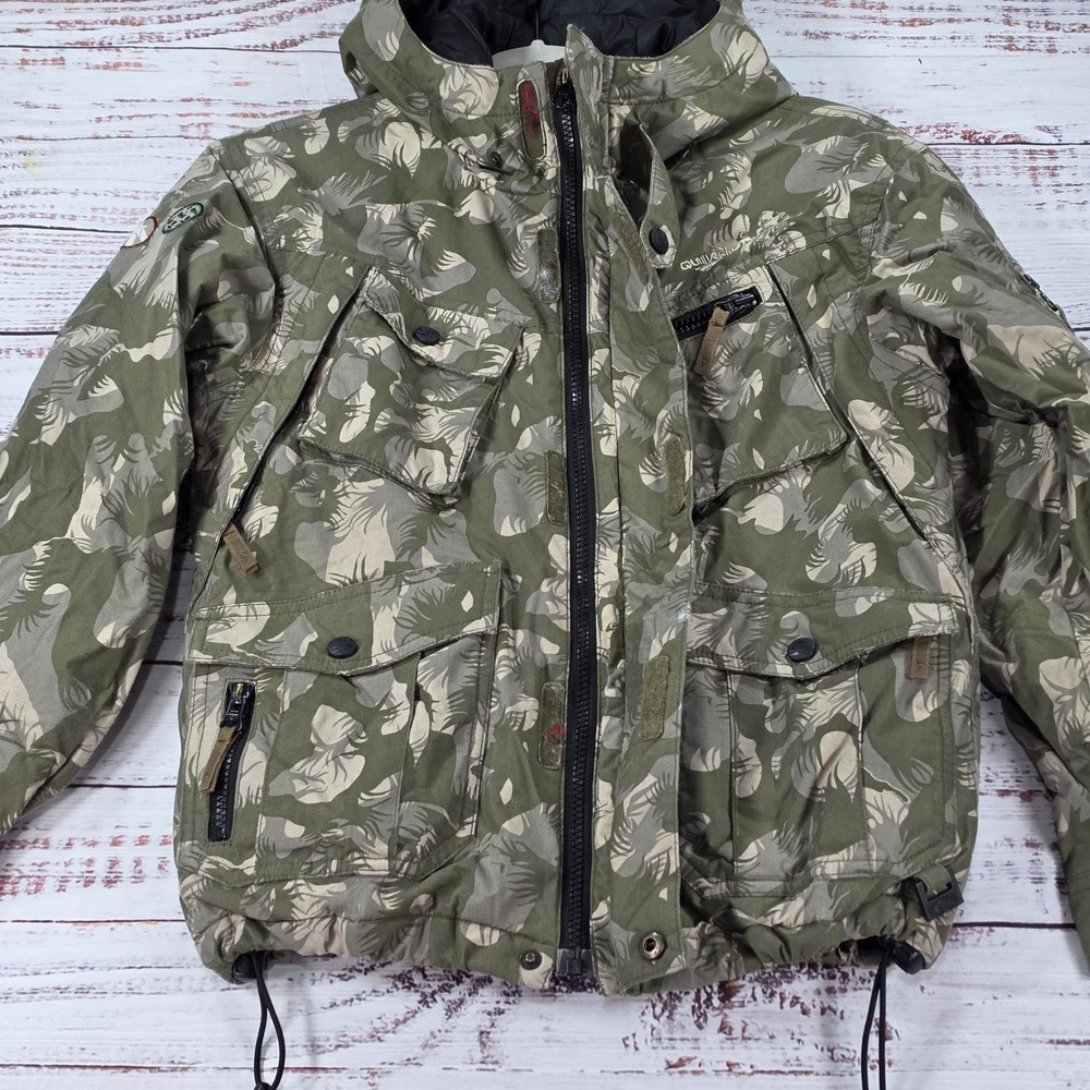 Quiksilver Ski Jacket Kids Size S Green Camo Good Squadron No. 70 Utility Hooded